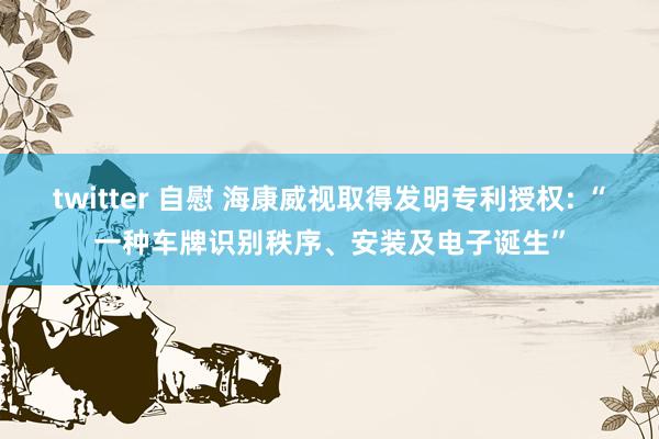 twitter 自慰 海康威视取得发明专利授权: “一种车牌识别秩序、安装及电子诞生”