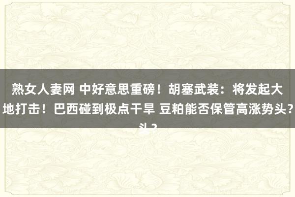 熟女人妻网 中好意思重磅！胡塞武装：将发起大地打击！巴西碰到极点干旱 豆粕能否保管高涨势头？