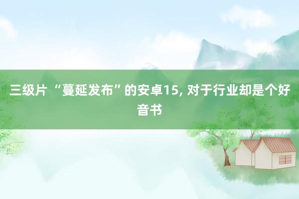 三级片 “蔓延发布”的安卓15， 对于行业却是个好音书