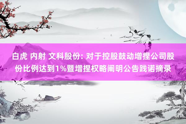 白虎 内射 文科股份: 对于控股鼓动增捏公司股份比例达到1%暨增捏权略阐明公告践诺摘录