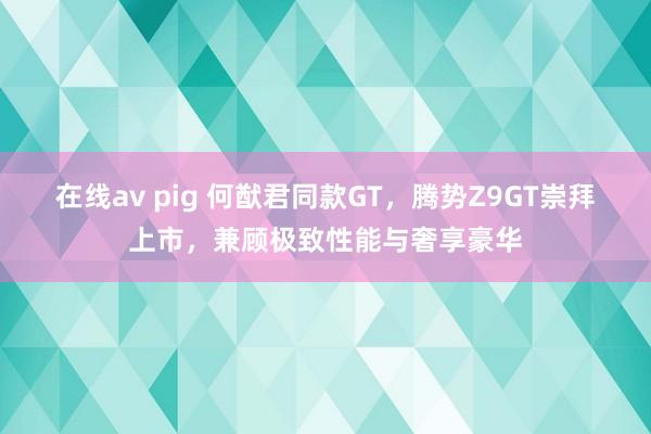 在线av pig 何猷君同款GT，腾势Z9GT崇拜上市，兼顾极致性能与奢享豪华