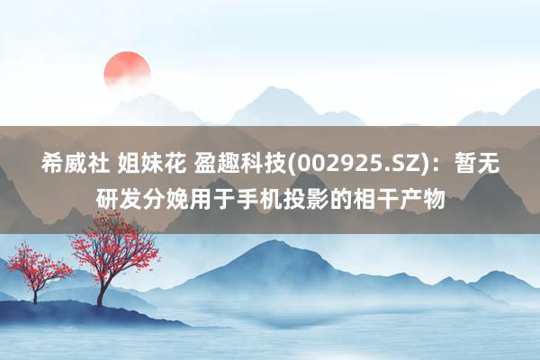 希威社 姐妹花 盈趣科技(002925.SZ)：暂无研发分娩用于手机投影的相干产物