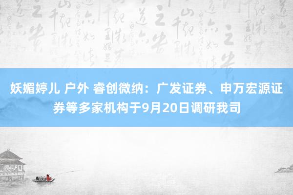 妖媚婷儿 户外 睿创微纳：广发证券、申万宏源证券等多家机构于9月20日调研我司