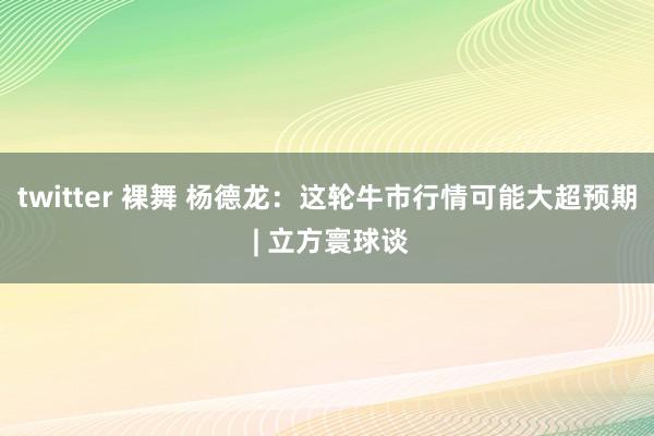 twitter 裸舞 杨德龙：这轮牛市行情可能大超预期 | 立方寰球谈