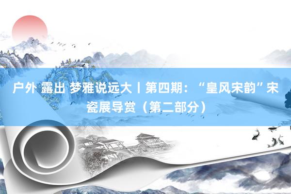 户外 露出 梦雅说远大丨第四期：“皇风宋韵”宋瓷展导赏（第二部分）