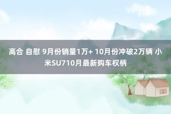 高合 自慰 9月份销量1万+ 10月份冲破2万辆 小米SU710月最新购车权柄