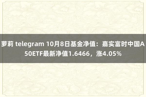 萝莉 telegram 10月8日基金净值：嘉实富时中国A50ETF最新净值1.6466，涨4.05%