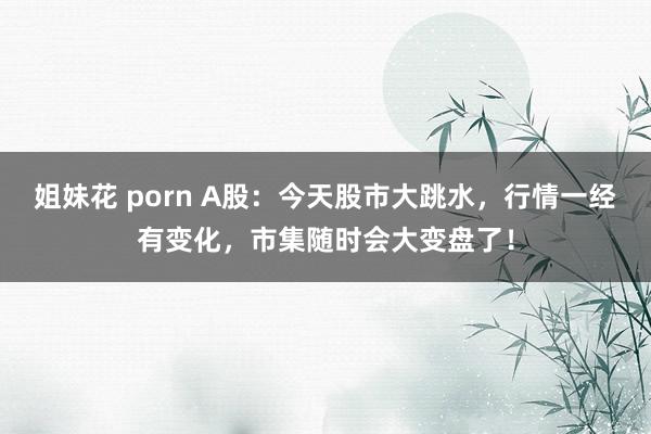 姐妹花 porn A股：今天股市大跳水，行情一经有变化，市集随时会大变盘了！