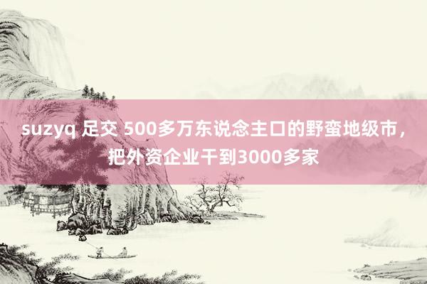 suzyq 足交 500多万东说念主口的野蛮地级市，把外资企业干到3000多家