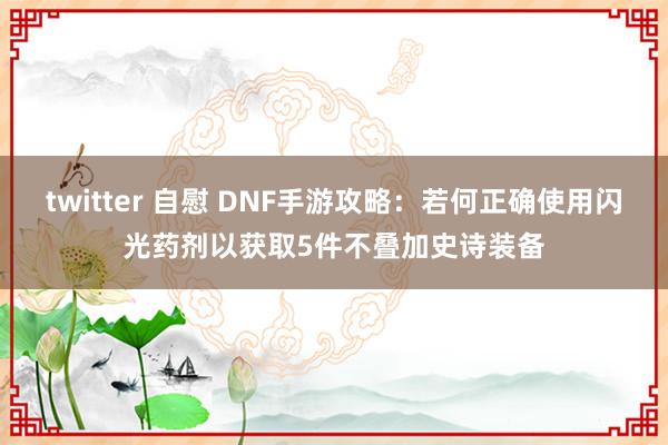 twitter 自慰 DNF手游攻略：若何正确使用闪光药剂以获取5件不叠加史诗装备