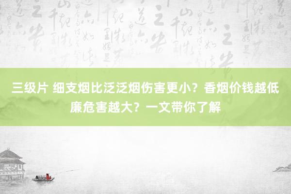 三级片 细支烟比泛泛烟伤害更小？香烟价钱越低廉危害越大？一文带你了解