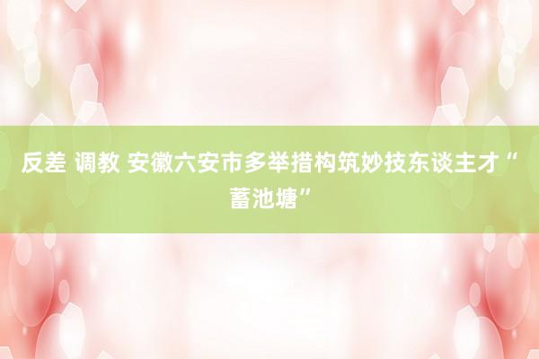 反差 调教 安徽六安市多举措构筑妙技东谈主才“蓄池塘”