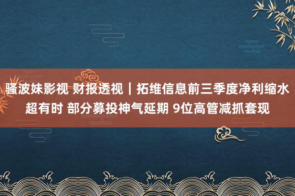 骚波妹影视 财报透视｜拓维信息前三季度净利缩水超有时 部分募投神气延期 9位高管减抓套现