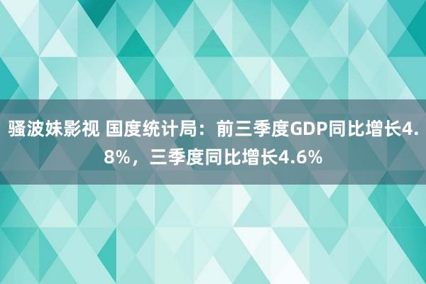 骚波妹影视 国度统计局：前三季度GDP同比增长4.8%，三季度同比增长4.6%