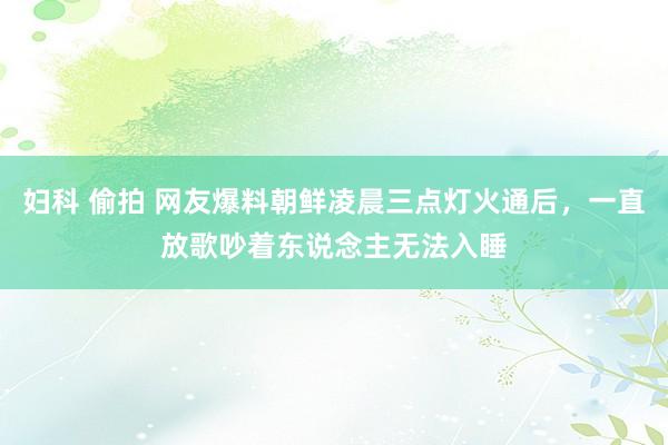 妇科 偷拍 网友爆料朝鲜凌晨三点灯火通后，一直放歌吵着东说念主无法入睡