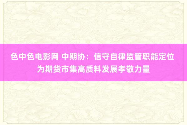 色中色电影网 中期协：信守自律监管职能定位 为期货市集高质料发展孝敬力量