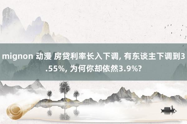 mignon 动漫 房贷利率长入下调， 有东谈主下调到3.55%， 为何你却依然3.9%?