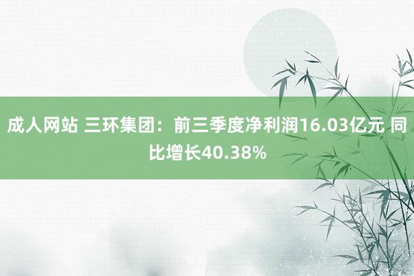 成人网站 三环集团：前三季度净利润16.03亿元 同比增长40.38%