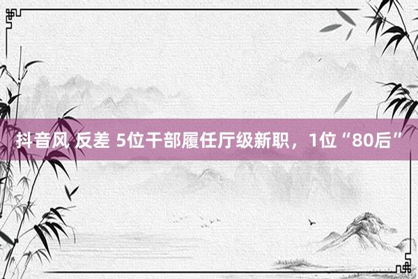 抖音风 反差 5位干部履任厅级新职，1位“80后”