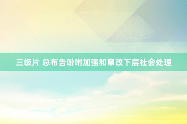 三级片 总布告吩咐加强和窜改下层社会处理