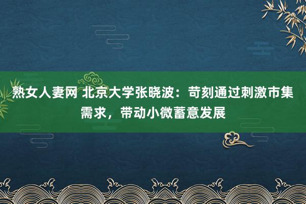 熟女人妻网 北京大学张晓波：苛刻通过刺激市集需求，带动小微蓄意发展