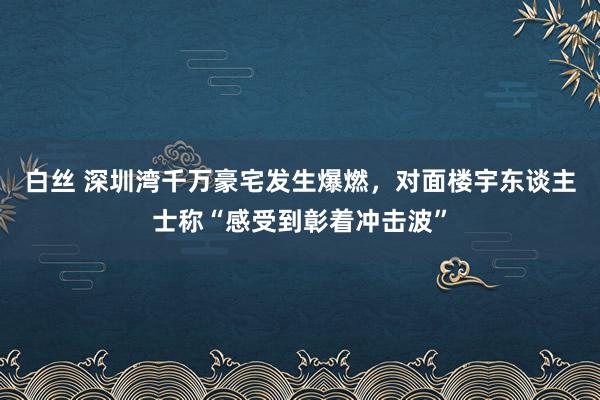 白丝 深圳湾千万豪宅发生爆燃，对面楼宇东谈主士称“感受到彰着冲击波”