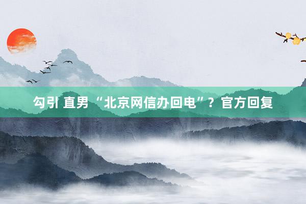 勾引 直男 “北京网信办回电”？官方回复