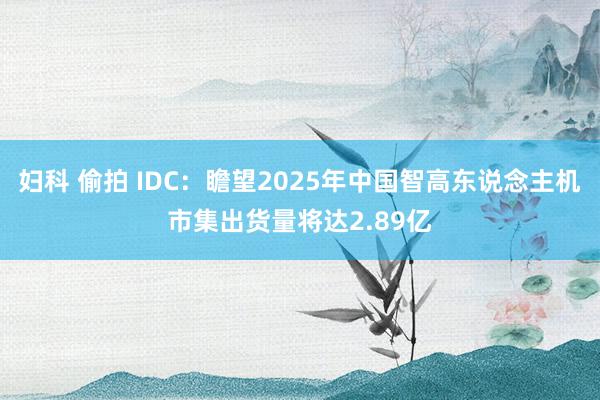 妇科 偷拍 IDC：瞻望2025年中国智高东说念主机市集出货量将达2.89亿