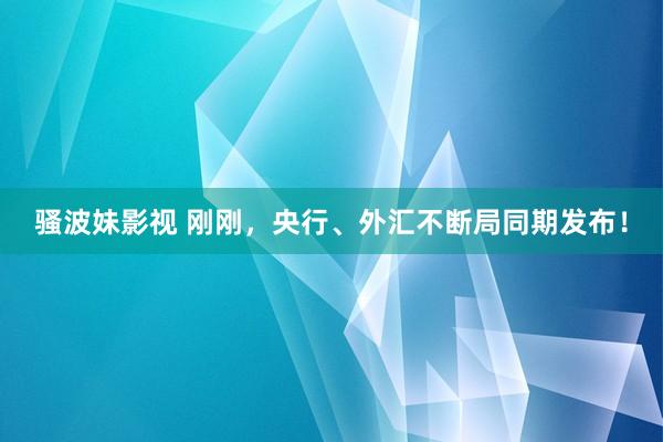 骚波妹影视 刚刚，央行、外汇不断局同期发布！