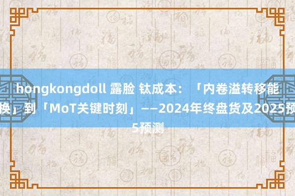 hongkongdoll 露脸 钛成本：「内卷溢转移能转换」到「MoT关键时刻」——2024年终盘货及2025预测