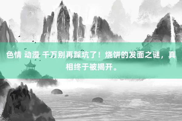 色情 动漫 千万别再踩坑了！烧饼的发面之谜，真相终于被揭开。