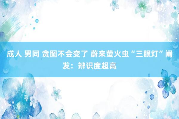 成人 男同 贪图不会变了 蔚来萤火虫“三眼灯”阐发：辨识度超高